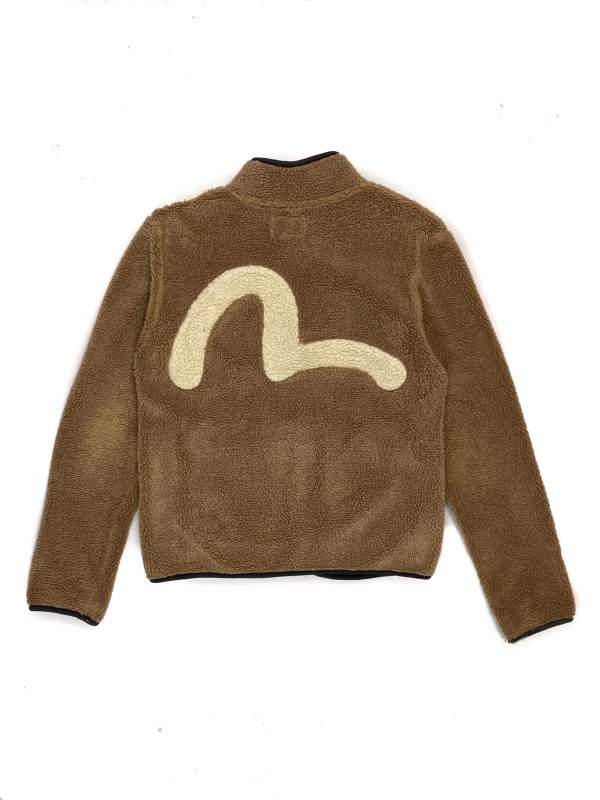 Evisu 00s Deep Pile Fleece Zip Up Jacket in Cream