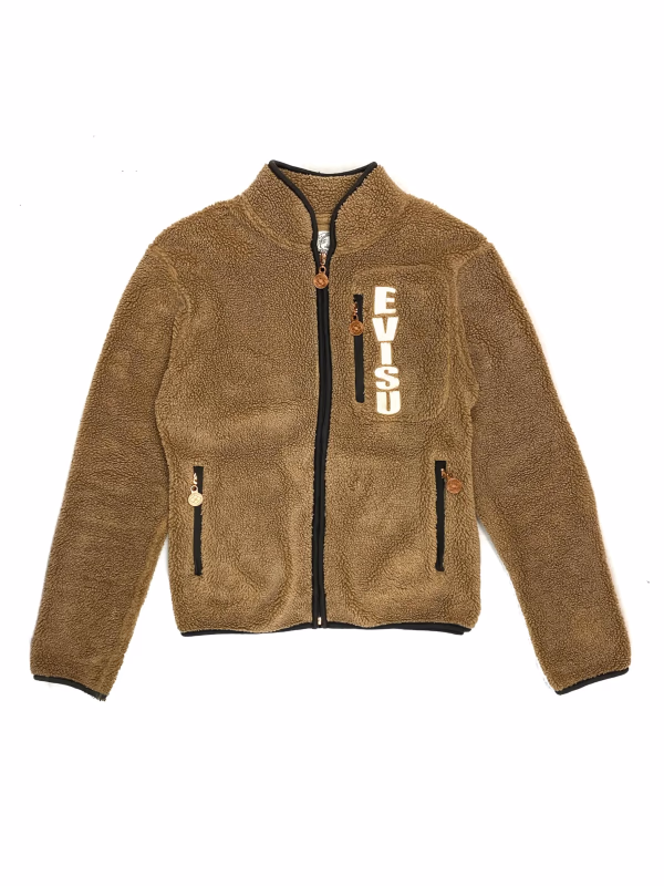 Evisu 00s Deep Pile Fleece Zip Up (Navy) in Navy