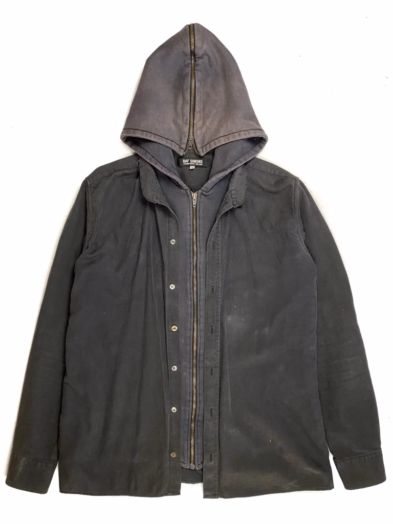 Raf Simons AW02 'Virginia Creeper' Layered Button Up & Zip Up in Navy