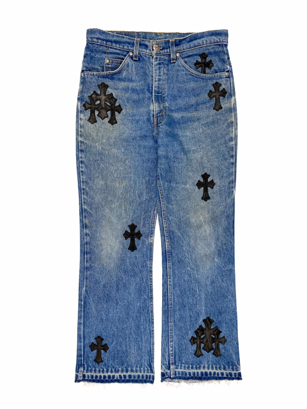 Chrome Hearts Black Cross Patch Denim in Blue