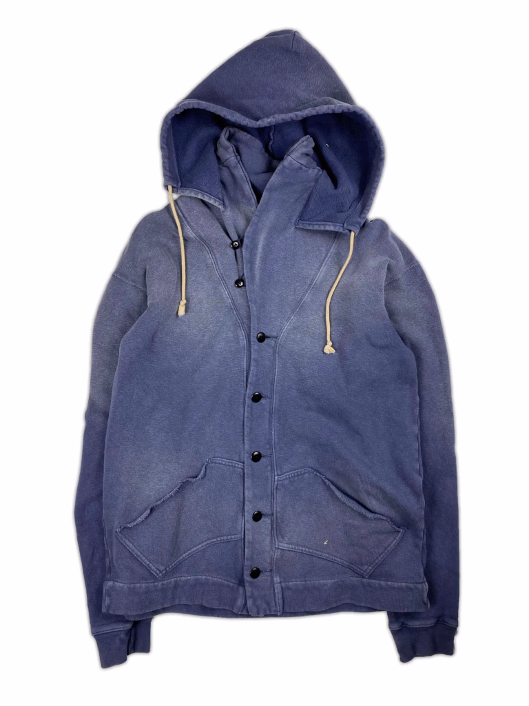 Kapital Sun-Faded Indigo Button Hoodie in Indigo