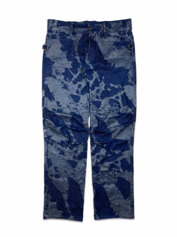 Dries Van Noten Bleach-Treated Denim Work Pants in Blue