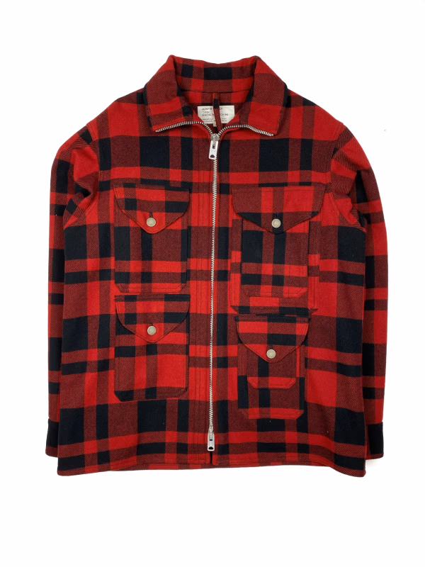 Undercover Buffalo Check Wool Jacket in Red