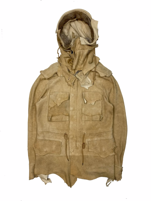 Takahiromiyashita TheSoloist. Distressed Leather Field Parka in Tan