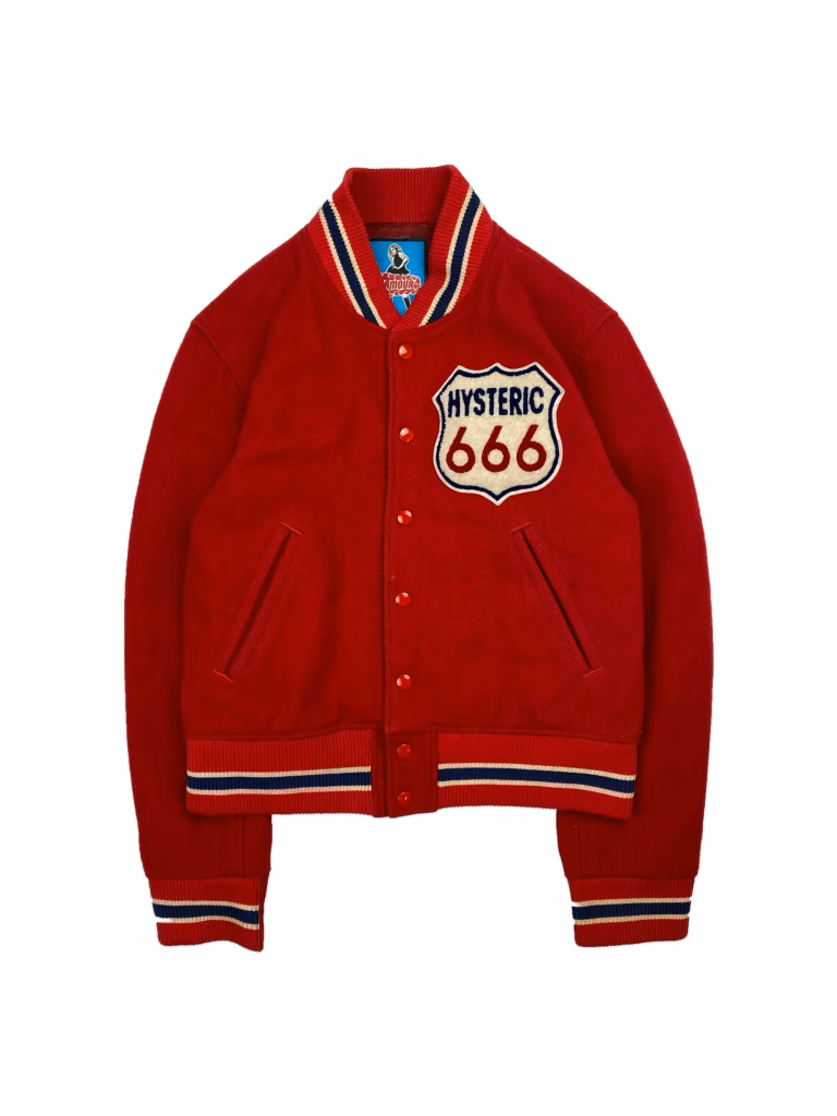 Hysteric Glamour 666 Varsity Jacket in Red