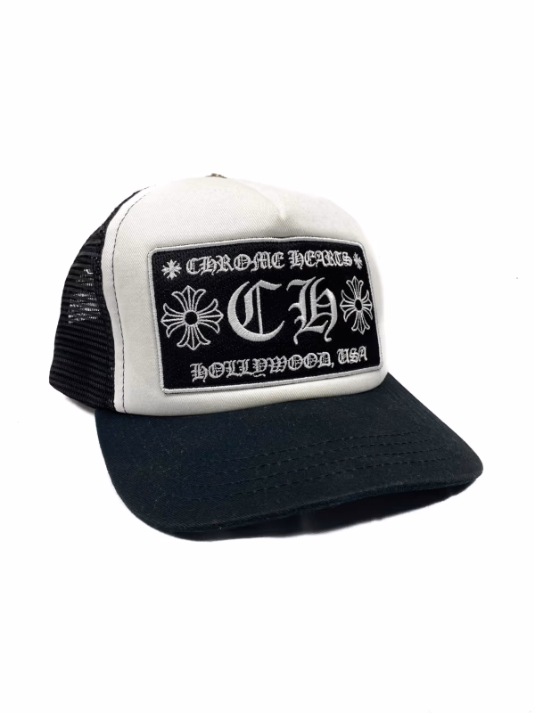 Chrome Hearts Hollywood Patch Trucker Hat (White) in White