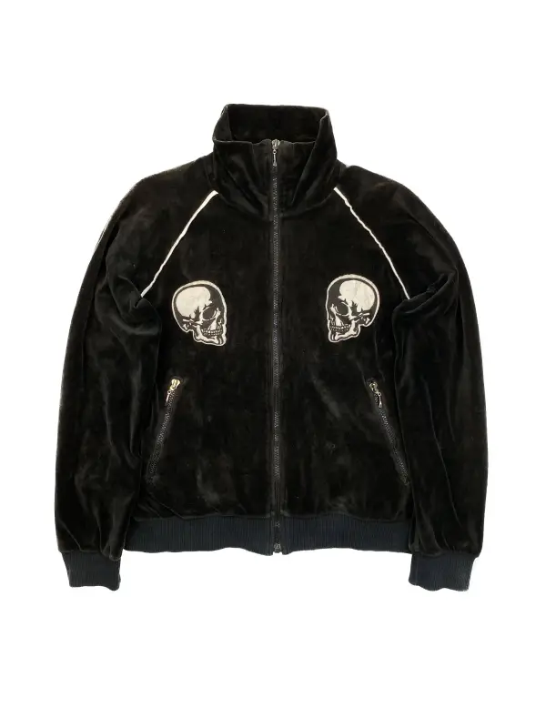 Skull Patch Velour Track Jacket
