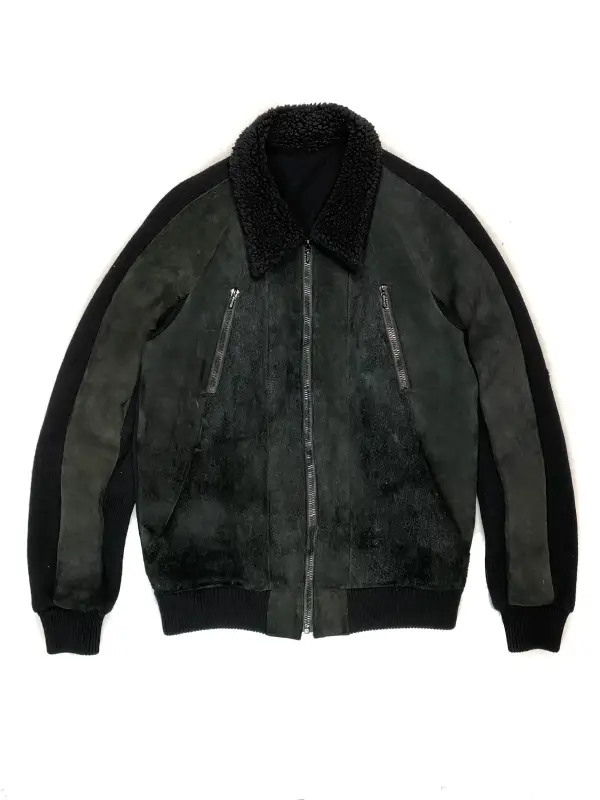 Shearling & Suede Bomber Jacket